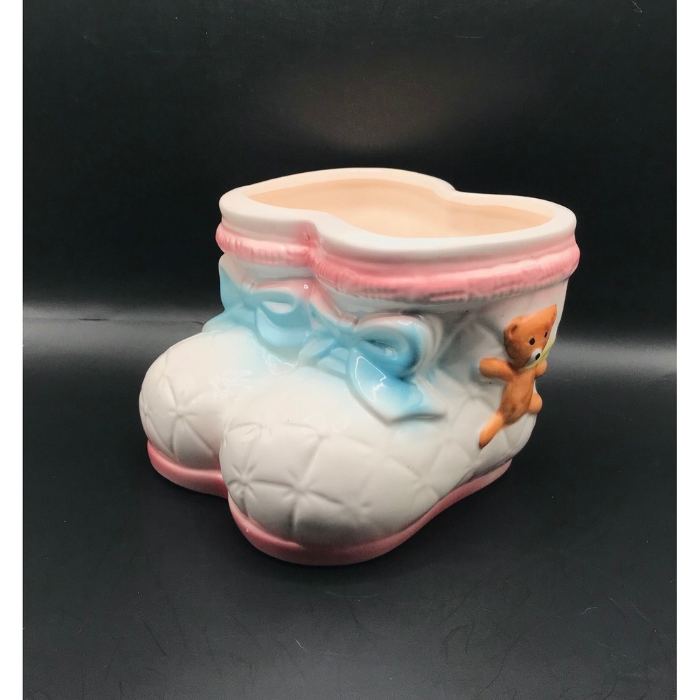 Vintage Nancy Pew Baby Booties Ceramic Planter Nursery Cottagecore Kitschy MCM